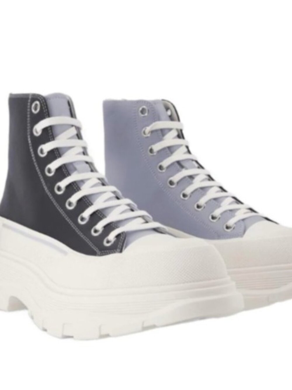 ALEXANDER MCQUEEN Men's Tread Slick Bicolor Canvas Boot - Blue/Navy and Lt Blue